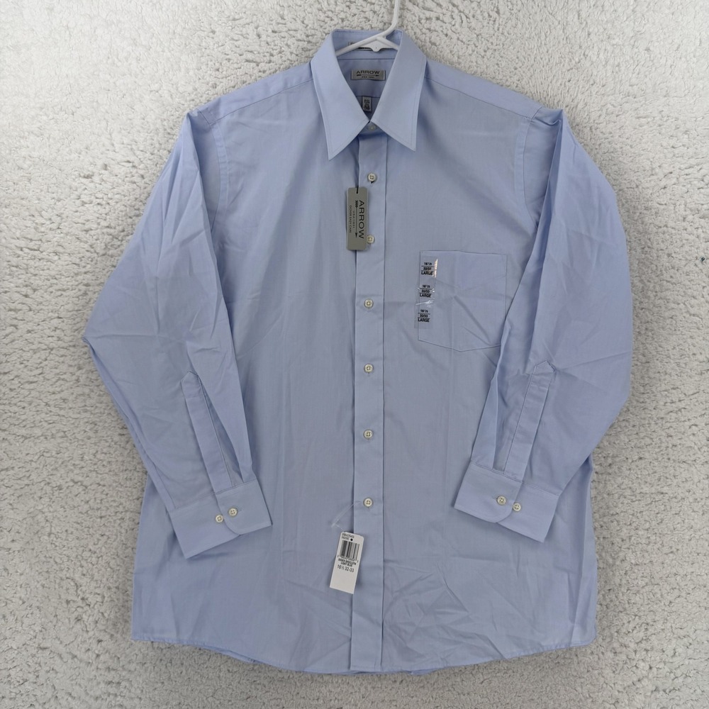 Arrow Mens Dress Shirt 16.5 32/33 Light Blue Dover Easy Care 26BN025455 NWT